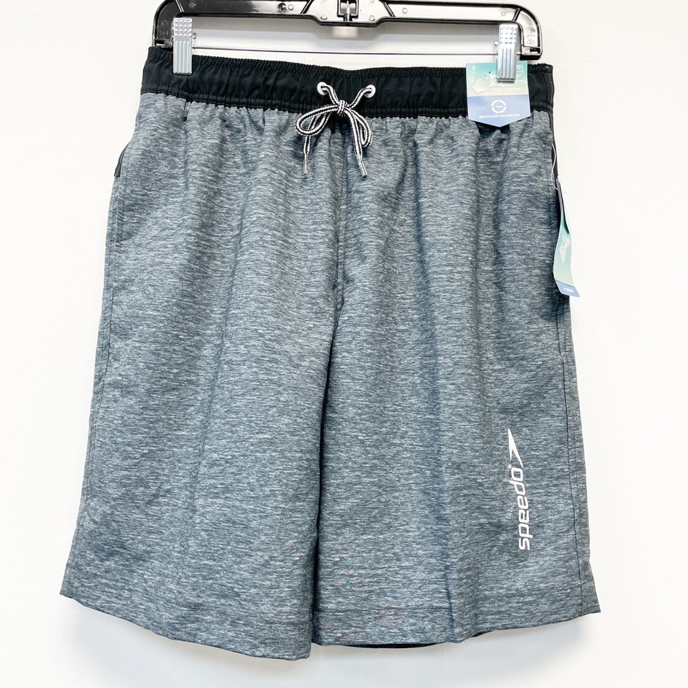 Speedo Men's Heather Gray Swim Trunks Shorts 4 Way Comfort Stretch Size S